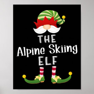 Alpine Skiing Elf Group Christmas Funny Pajama Par Poster