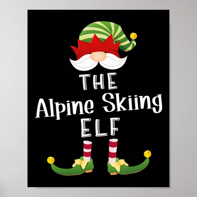 Alpine Skiing Elf Group Christmas Funny Pajama Par Poster (Front)