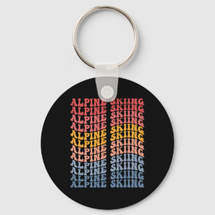 Alpine Skiing Groovy Retro Sports Keychain