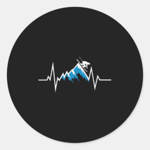 Alpine Skiing Heartbeat Skiing Enthusiast  Classic Round Sticker