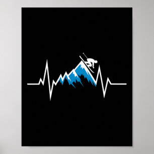 Alpine Skiing Heartbeat Skiing Enthusiast Poster