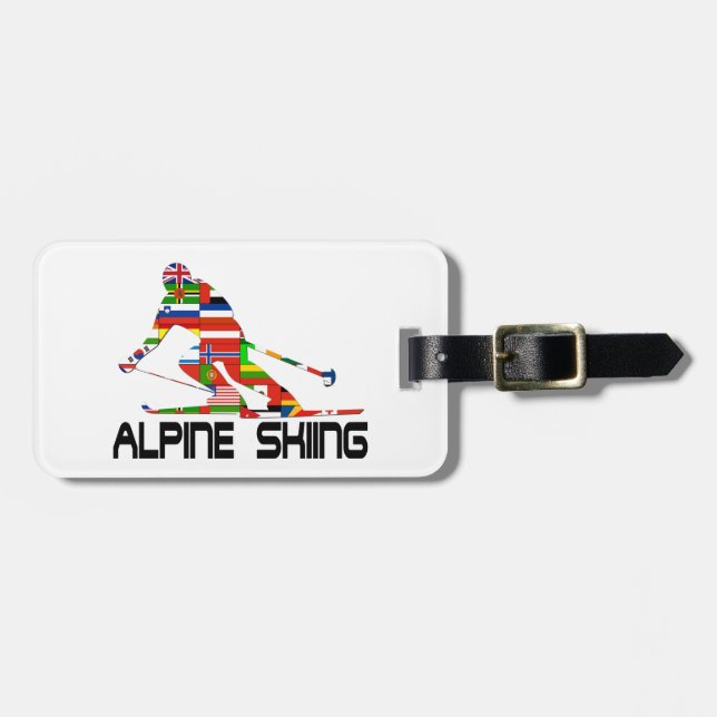 Alpine Skiing Luggage Tag (Front Horizontal)