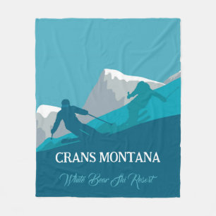 Alpine Skiing Montana Personalized Fleece Blanket