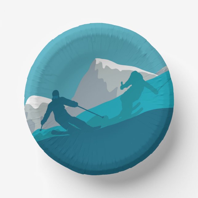 Alpine Skiing  Paper Plate (Front)