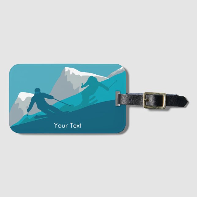 Alpine Skiing Personalized  Luggage Tag (Front Horizontal)