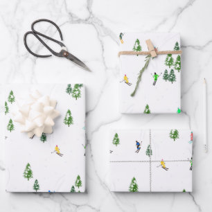  Alpine Skiing   Ski Holiday Skiers Winter  Wrapping Paper Sheet