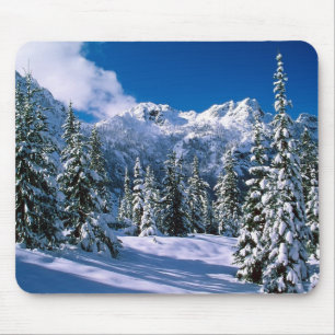 Alpine Snow Scene Mouse Pad