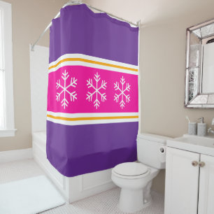Alpine Snowflakes Bright Pink Royal Purple Stripes