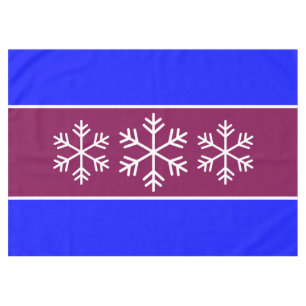 Alpine Snowflakes Retro Red Royal Blue Stripes Tablecloth