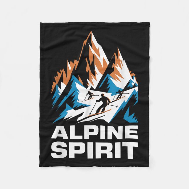 Alpine Spirit Ski Skiing Enthusiast  Fleece Blanket (Front)