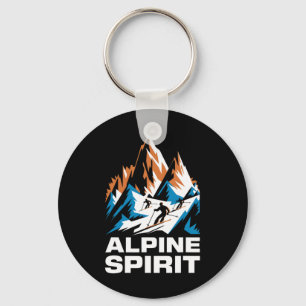 Alpine Spirit Ski Skiing Enthusiast  Keychain