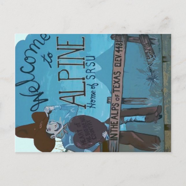 Alpine, TX Welcome Sign Postcard (Front)