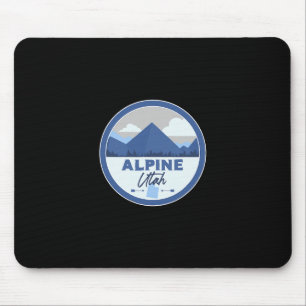 Alpine Utah Ut Mountains Badge Hiking Souvenir  Mouse Pad