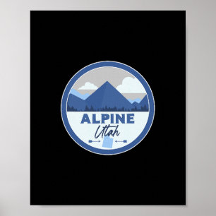 Alpine Utah Ut Mountains Badge Hiking Souvenir Poster