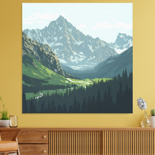 Alpine Valley Poster – Tranquil Mountain View Canvas Print
