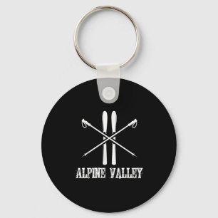 Alpine Valley Ski Skiing Skier Poles Slalom Down H Keychain