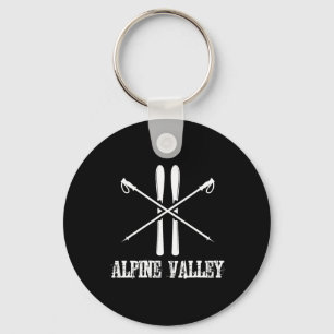 Alpine Valley Ski Skiing Skier Poles Slalom Down H Keychain
