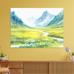 Alpine Whisper – Meadow Beneath the Peaks Canvas Print
