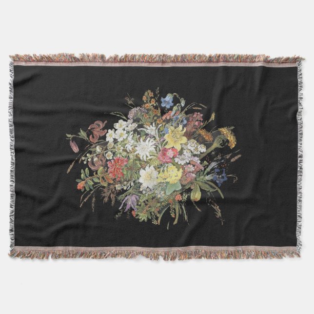 Alpine Wildflower Flowers Edelweiss Spray Throw Blanket (Front)