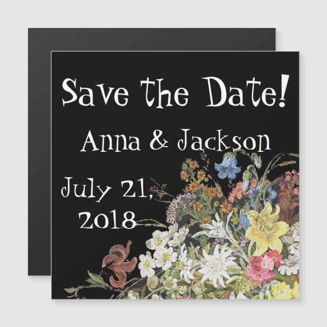 Alpine Wildflower Flowers Save Date Magnetic Card (Front/Back)