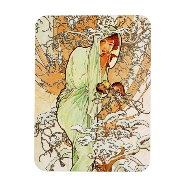 Alpohnse Mucha - Magnet d'hiver (Vertical)