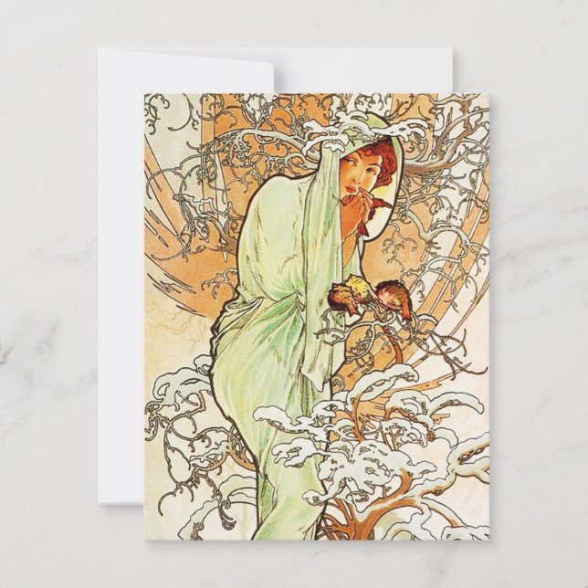 Alpohnse Mucha Winter Invitations (Front)