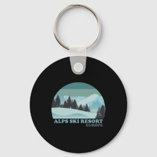 Alps Europe Nature Ski Resort Skiing Snowboarding Keychain