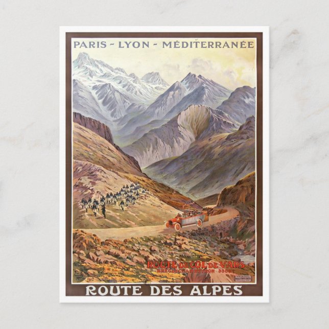 Alps France vintage travel Postcard (Front)