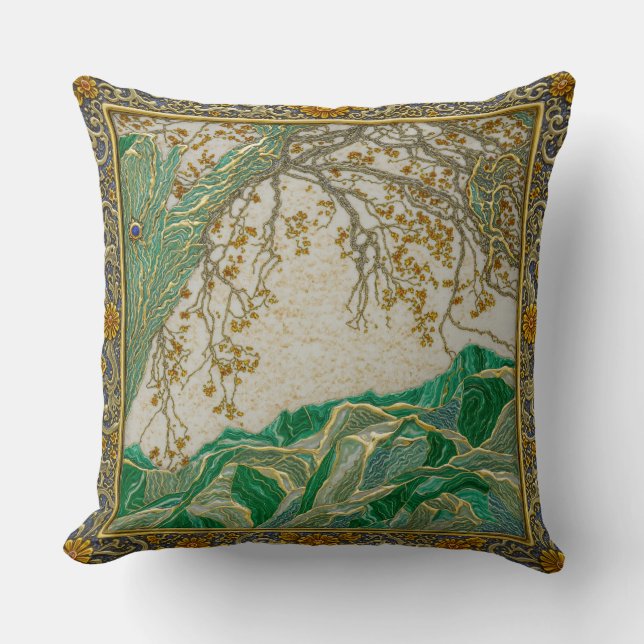 Alps Gold Silver Lapis  Amber Malachite  Throw Pillow (Front)