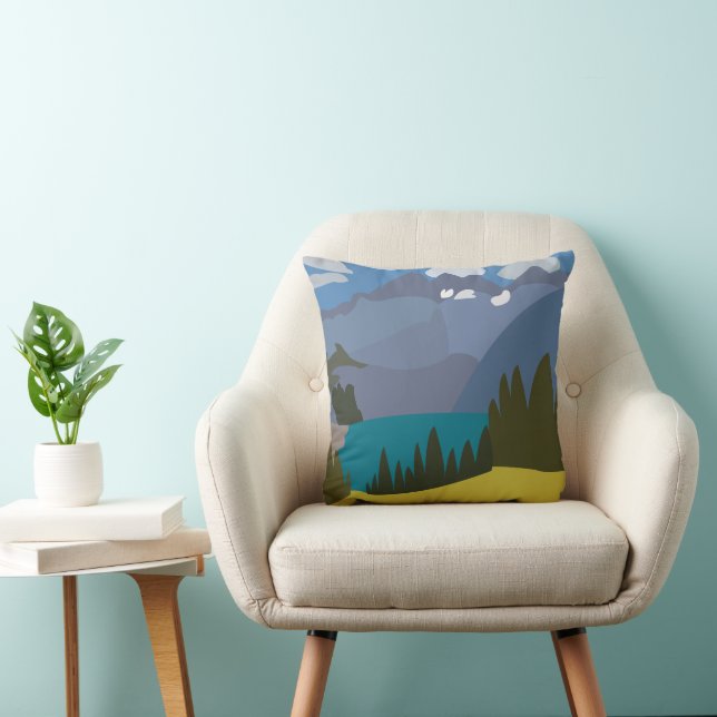Alps Mountain Lake Throw Pillow (Chair)