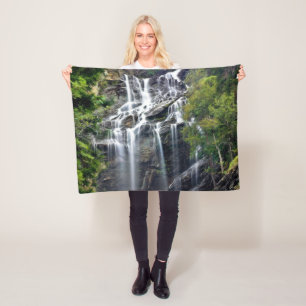 Alps Mountain Top Waterfall Fleece Blanket