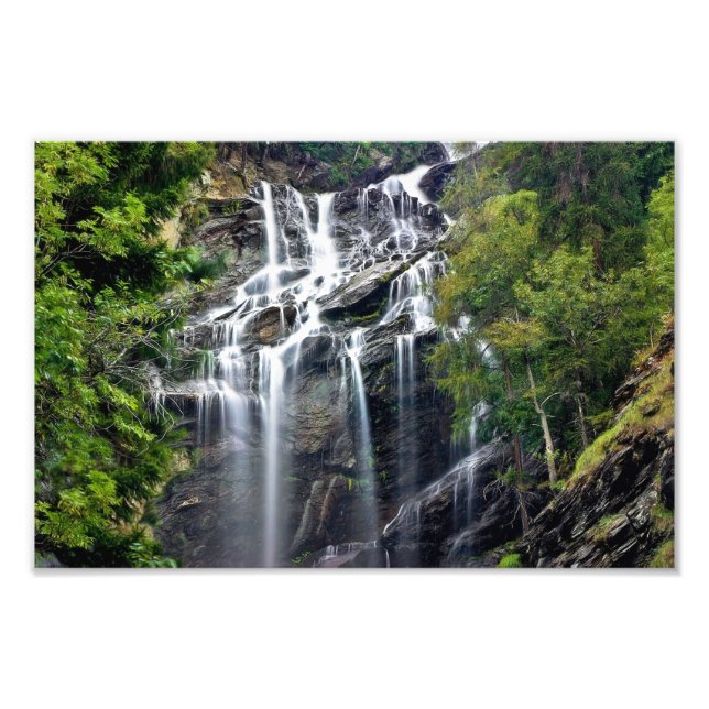 Alps Mountain Top Waterfall Photo Print (Front)