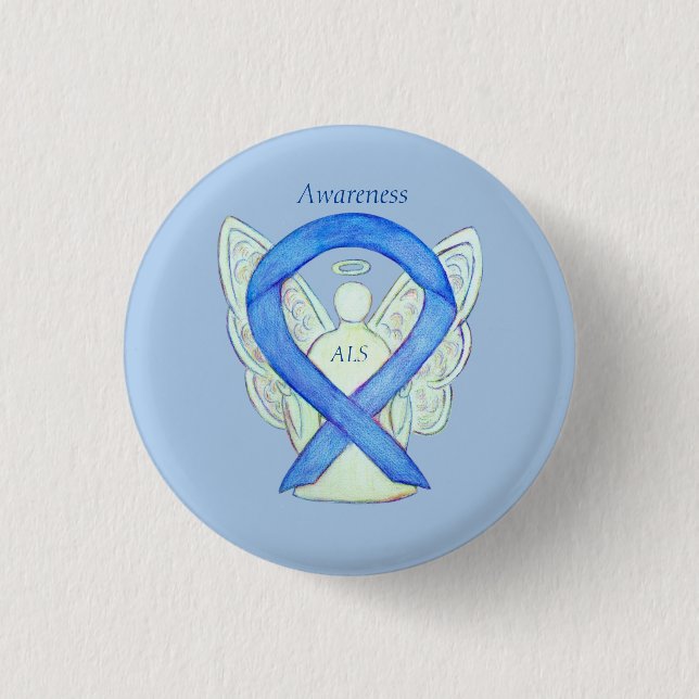 ALS Angel Awareness Ribbon Custom Art Pin (Front)