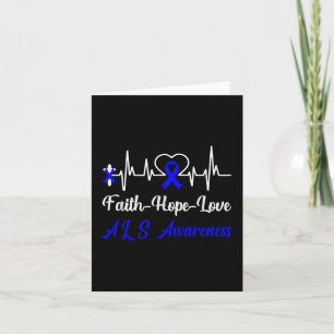 Als Awareness Heartbeat Christian Cross Faith Blue Card