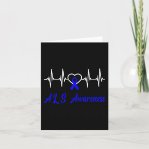 Als Awareness Heartbeat Love Blue Ribbon Support F Card