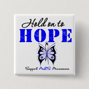 ALS Awareness HOLD ON TO HOPE 2 Inch Square Button