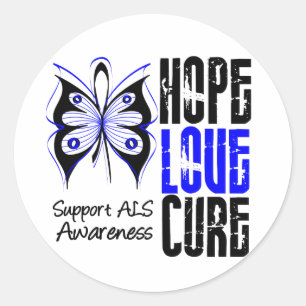 ALS Awareness Hope Love Cure Classic Round Sticker