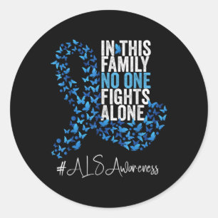 Als Awareness Month Blue Ribbon Butterflies Classic Round Sticker