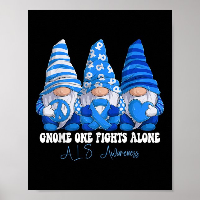 Als Awareness Month Blue Ribbon Gnomies Support  Poster (Front)