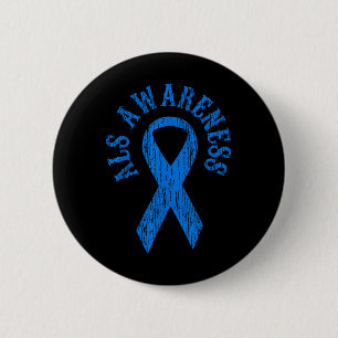 Als Awareness Month Blue Ribbon Shirt Family Tee G 2 Inch Round Button