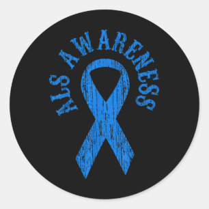 Als Awareness Month Blue Ribbon Shirt Family Tee G Classic Round Sticker