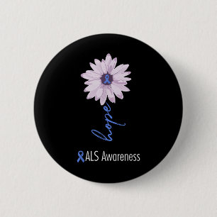 Als Awareness Month Blue Sunflower Ribbon Als Warr 2 Inch Round Button