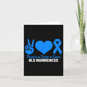 Als Awareness Month Peace Love Cure Blue Ribbon Card