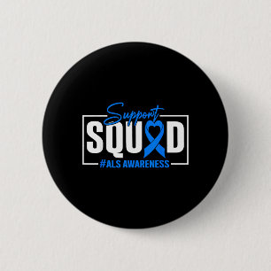 Als Awareness Month Support Team Blue Ribbon 2 Inch Round Button