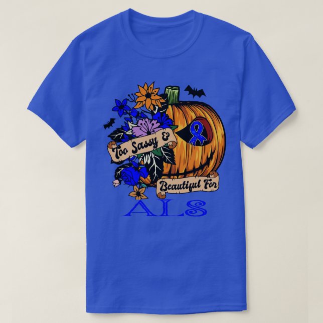 ALS Awareness retro halloween scary pumpkin head T-Shirt (Design Front)