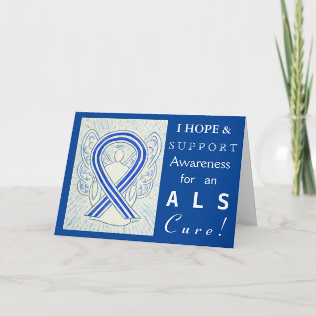 ALS Awareness Ribbon Angel Greeting Cards (Front)