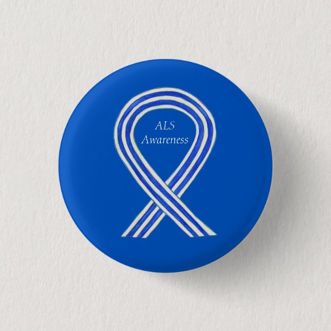 ALS Awareness Ribbon Custom Art Button Pins (Front)