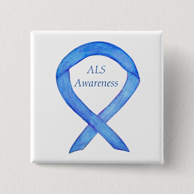 ALS Awareness Ribbon Custom Art Pin (Front)
