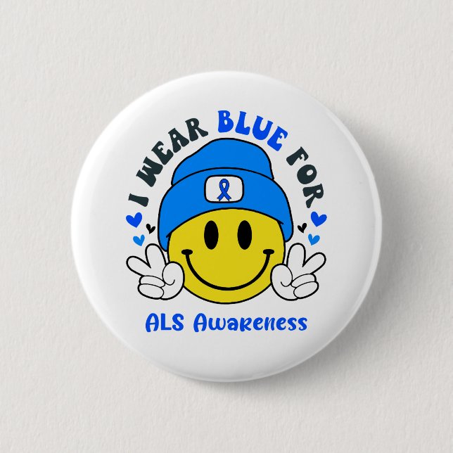 ALS Awareness Ribbon Support Gifts 2 Inch Round Button (Front)