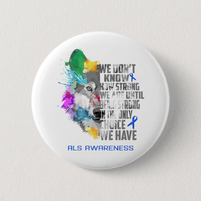 ALS Awareness Ribbon Support Gifts 2 Inch Round Button (Front)